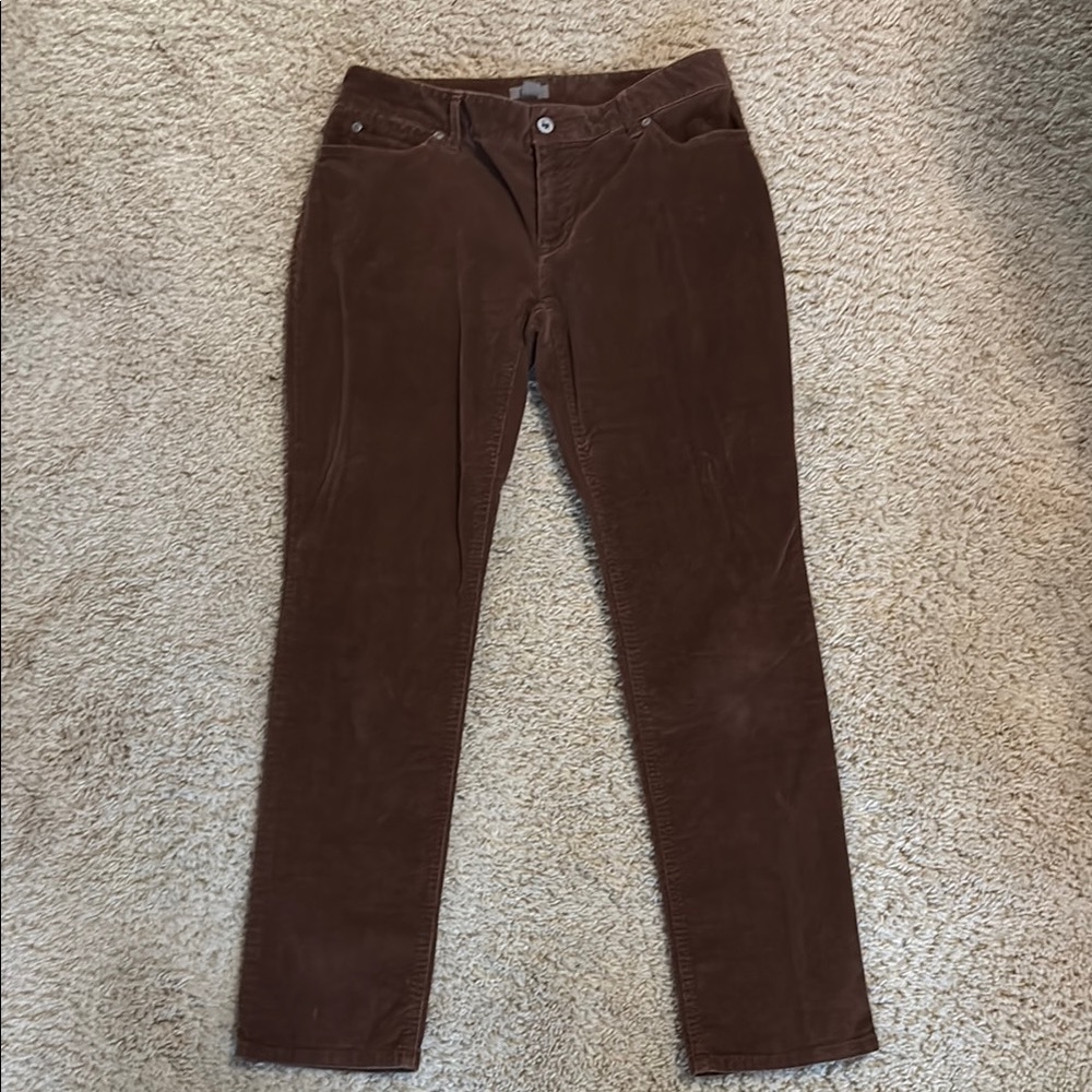 J. Jill Chocolate Corduroy Trousers - 6 P - Brown
